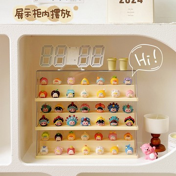 萌粒展示盒亞克力透明防塵小擺件展示臺盲盒收納展示架手辦展示柜多功能置物架收納架家居置物架收納櫃層展示架生活日用品