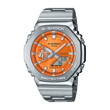 CASIO卡西歐 G-SHOCK 經典八角 高質感金屬 絢彩錶盤 摩登橙 簡約百搭 八角形錶殼 GM-2110D-4A_44.4mm