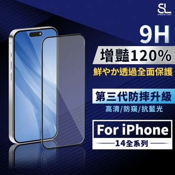 SL光速增豔透光9H滿版玻璃保護貼 iPhone 14 14Plus 14Pro Max 高清 防窺 抗藍光 霧面鋼化膜