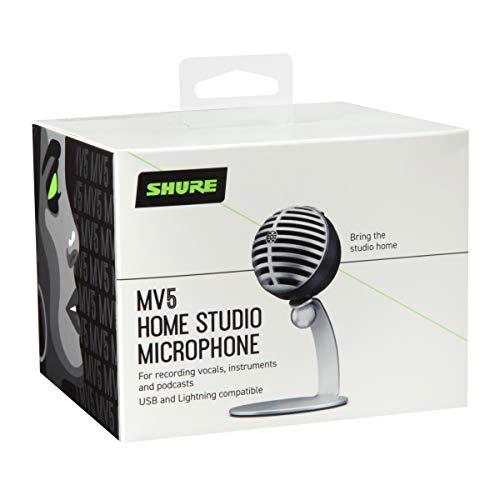 SHURE MV5 コンデンサーマイク 実況 配信 在宅勤務 ウェブ会議 MOTIVシリーズ iOS対応 グレー MV5-DI