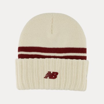 【NEW BALANCE】NB 帽子 毛帽 運動帽 帽款 米白紅 LAH01053LIN