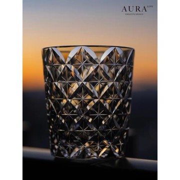 AURA'S江戶切子七寶輕奢水晶杯高端威士忌杯水晶玻璃洋酒杯