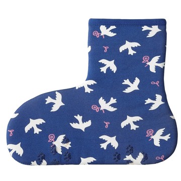 日本丸和 - 雙層機能裏起毛防滑室內襪-白鴿-藍 (21-25cm)-短筒