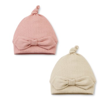 KU.KU 酷咕鴨 KUKU PLUS 竹纖羅紋蝴蝶嬰兒帽(2色可選)