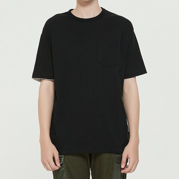 夏日寬版口袋T 中性T恤 /簡約款式/純棉材質/藍染/素T/情侶/禮物