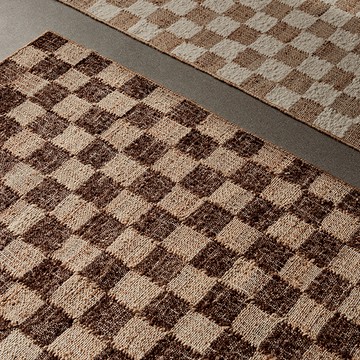 丹麥 Ferm Living CHECK 黃麻地毯 咖啡 / 米格 140 X 200