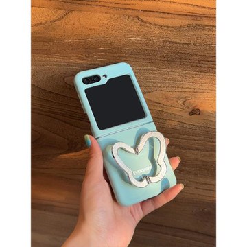 EVENSHOW2024夏天新款高端液態硅膠蝴蝶折疊手機殼帶支架適用于三星zflip5/6全包外殼保護套不會撞殼小眾高級