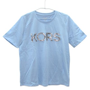 MICHAEL KORS KORS亮片字母100%純棉短袖上衣(海岸藍)