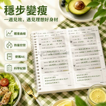 桃園出貨✨ 減肥計劃記錄表自律打卡本便攜式A6線圈運動飲食紀錄瘦身筆記本