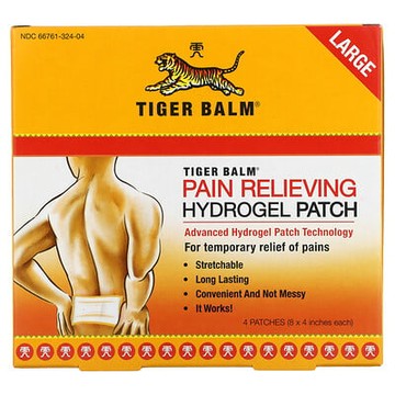 Tiger Balm, 疼痛緩解水凝膠貼，大號，4 片