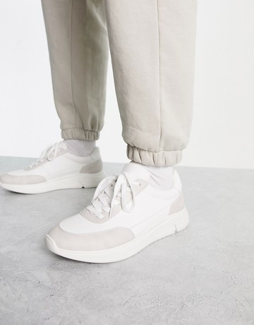 Truffle Collection minimal runner trainers in white/grey-Multi
