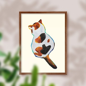 【居家佈置】花貓背影-萌寵海報-兒童房裝飾畫/無框畫/女友禮物提