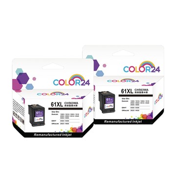 Color24 for HP 2黑 CH563WA（NO.61XL）高容量環保墨水匣 / 適用 Deskjet 1000 / 1010 / 1050 / 1510 / 2000