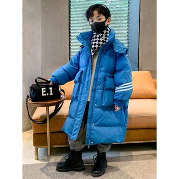 男童棉服加厚洋氣2025新款韓版中大童加長款棉衣男孩本命年紅棉襖