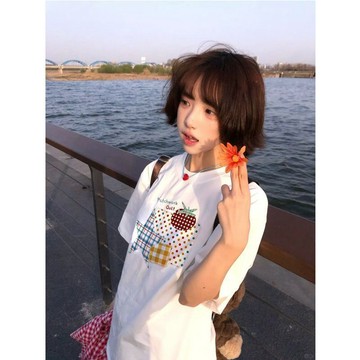💮爆款直降價💮  T恤  短袖 寬鬆上衣 夏裝  純棉短袖白色T恤女夏季新款設計感小衆寬鬆甜美百搭休閒半袖上衣