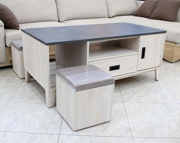 【歐風別館】米亞洗白色大茶几含椅【基隆至台中免運費】