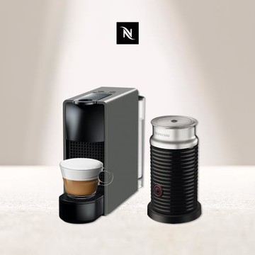 下單再折★【Nespresso】膠囊咖啡機 Essenza Mini 優雅灰 黑色奶泡機組合