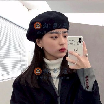 蓓蕾帽秋冬ins韓版羊毛呢貝雷帽女 日系英倫復古畫家子【淘夢屋】