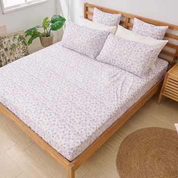 戀家小舖 織島系列 床包枕套組  雙人  戀戀季節 紫色  床包 + 枕套 2個