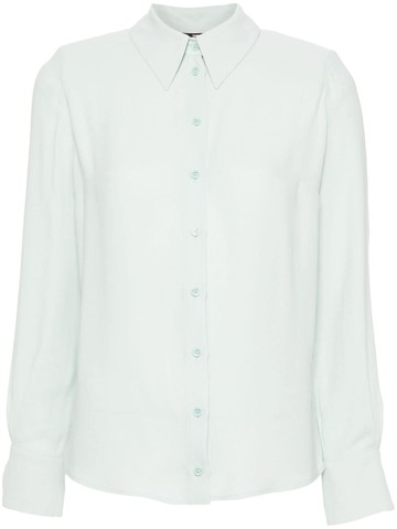 Elisabetta Franchi - logo-print georgette shirt - women - Viscose - 42 - Blue