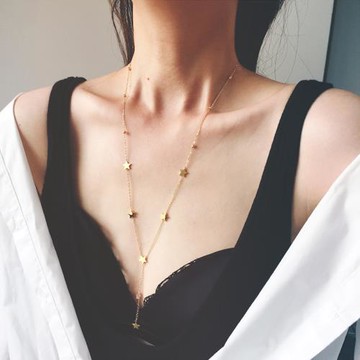2024年新款輕奢星星鋯石毛衣鏈長款18K金項鏈不掉色秋冬女