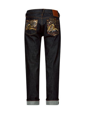 Seagull Embroidery and Brocade Patched Carrot Fit Denim Jeans #2017