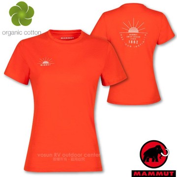 【瑞士 MAMMUT 長毛象】女新款 Seile 天然有 機棉透氣吸汗圓領短袖T恤_1017-00981-3619 鳳凰橘