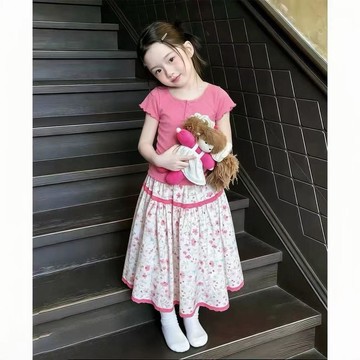 Mini baby🌷女童夏季套裝兒童短袖兩件套裙子半身裙百搭