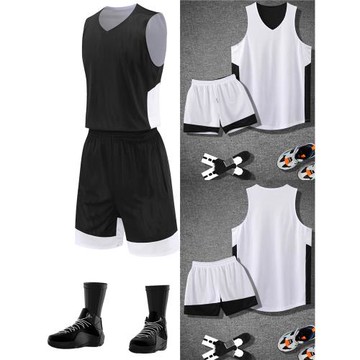 23新款美式籃球服雙面穿不過膝吸汗透氣籃球比賽隊服DIY團購印號