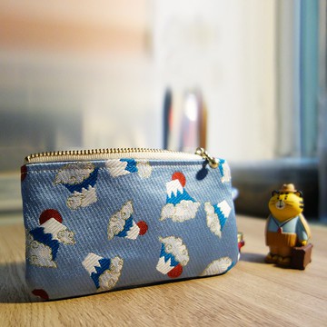 【西陣織 金襴 富士山】拉鏈錢包 卡片包 匙包 日本 色彩