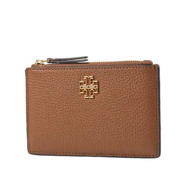 TORY BURCH 金屬縷空荔枝紋證件零錢包-焦糖色