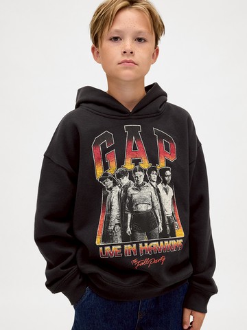 兒童裝 Gap x Stranger Things怪奇物語限量聯名 Logo印花帽T-黑色