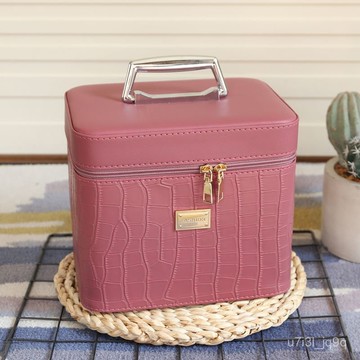 化妝包新款純色大容量多功能手提化妝箱便攜專業化妝品簡約收納盒