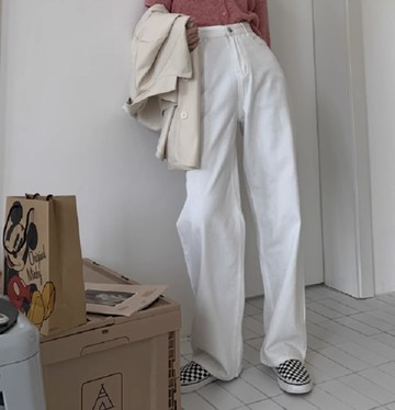 高腰寬鬆直筒褲