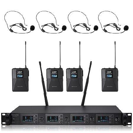 UHF Wireless Microphone System Channel with Bodypack Headset Mics for Karaoke Party Church Speaking Conference Meeting 並行輸入品