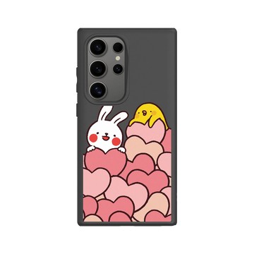 Galaxy S24 Ultra SolidSuit 黑 - 懶散兔與啾先生 Lazy Rabbit and Mr.Chu - Hearts