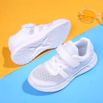 小黃鴨童鞋夏季兒童網面透氣小白鞋男孩輕便運動白鞋女童單網鏤空