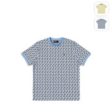 【FILA】中性 短袖滿版圓領T恤-淺藍 1TEY-1803-LB