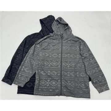 外貿單春秋季戶外大版連帽衛衣滿印花休閑速干長袖大碼嘻哈外套