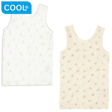 akachan honpo - 網眼坦克背心2件組前後皆可穿-小花-象牙白色