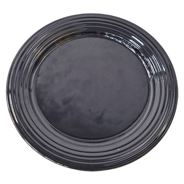 CHUN YUAN 泉原 螺紋圓盤 CF2003 黑色仿瓷 美耐皿樹脂餐盤  235 x 22mm  1個