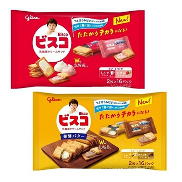 【江戶物語】Glico 固力果 乳酸菌綜合餅乾 必思可 奶油&草莓  雙味餅乾 奶油餅乾 乳酸菌餅乾 夾心餅乾