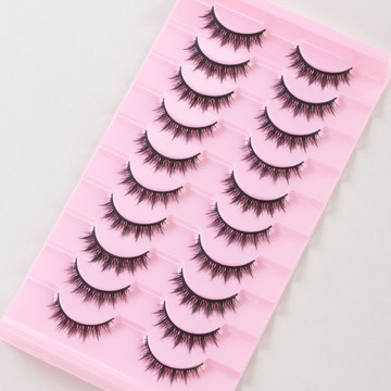 十對裝仿真自然假睫毛歐美芭比小惡魔漫畫眼睫毛跨境專供黑梗硬梗