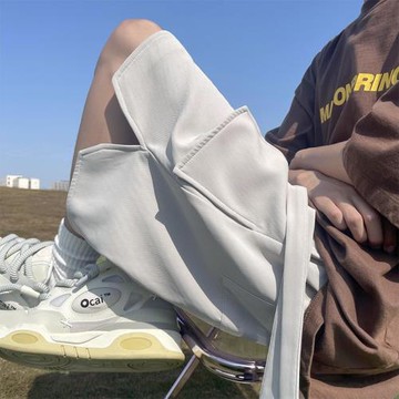 飄帶工裝短褲男夏季fog高街五分褲潮牌大碼速干運動中褲2024新款