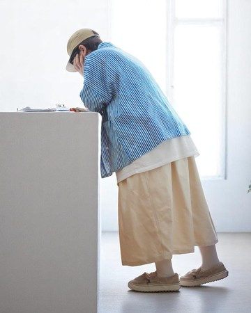 香草籽籽厚磅直筒長裙