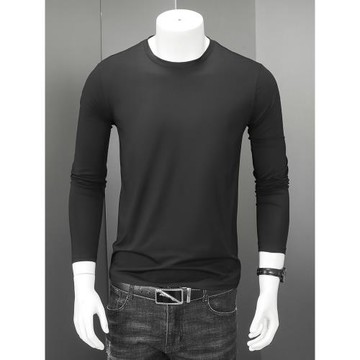 梵度純色圓領秋裝男士長袖t恤純棉休閑潮流百搭外穿秋衣男裝小衫