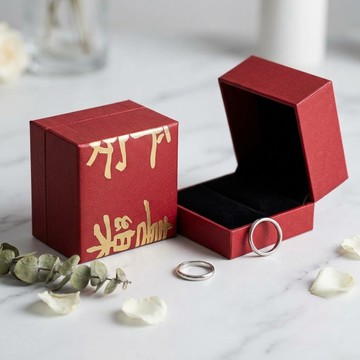 【台灣現貨】婚禮戒指盒｜燙金喜字 訂婚文定戒指盒 婚戒盒 雙喜臨門 金飾盒 鑽戒盒 黃金戒指盒 迎娶過大禮 儀式感