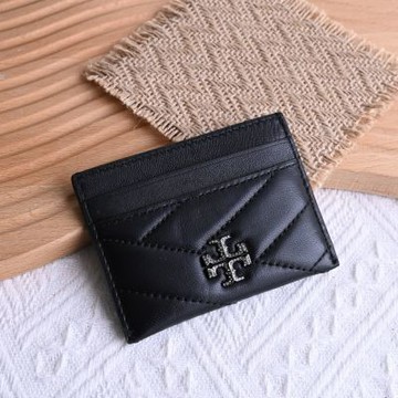 TORY BURCH 品牌水鑽LOGO卡夾/名片夾(黑)