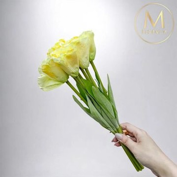 【Floral M】夏日野餐氣息洋桔梗檸檬黃仿真花花材7入組(人造花/仿真花/假花/花藝DIY/裝飾花材))