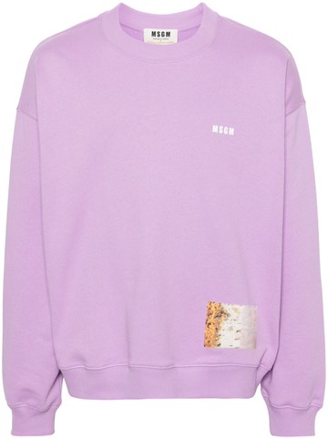 MSGM - graphic-print organic-cotton sweatshirt - unisex - Organic Cotton - XS - Purple